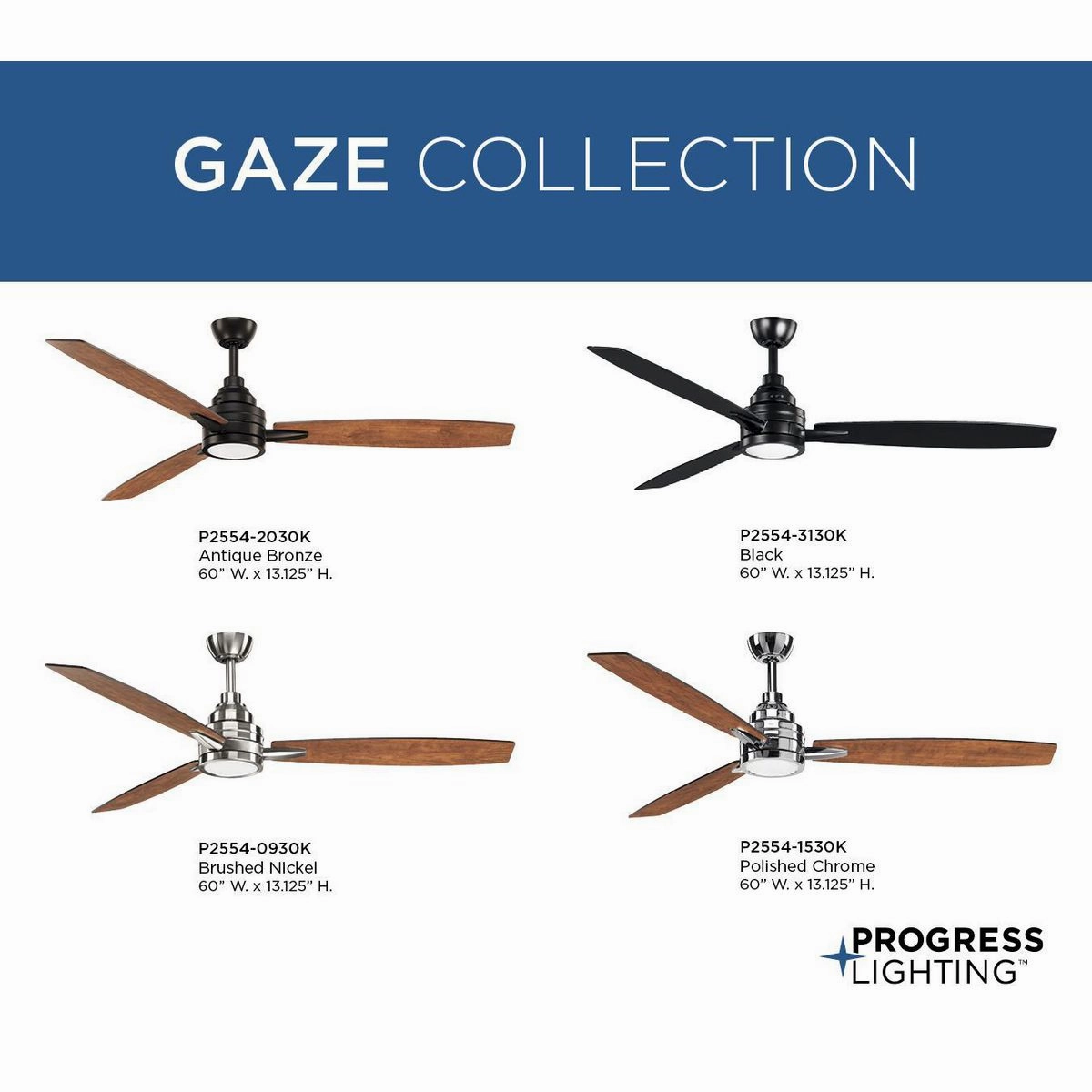 Gaze 60" Ceiling Fan Brushed Nickel