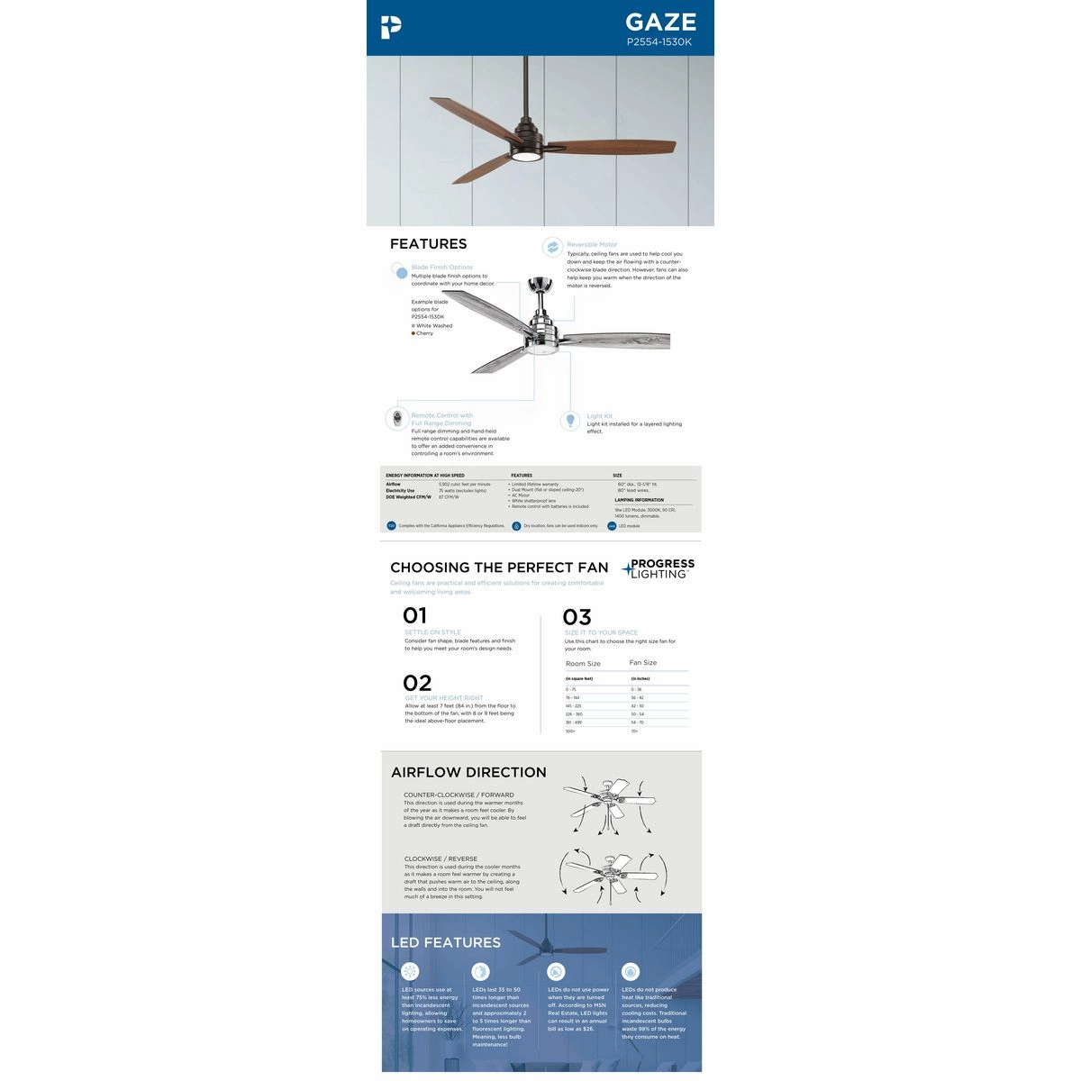 Gaze 60" Ceiling Fan Polished Chrome