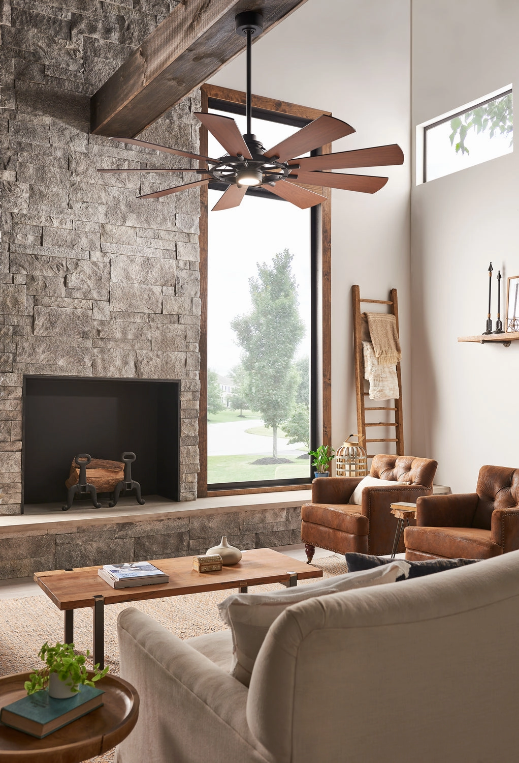 Gentry 65"Ceiling Fan Distressed Black