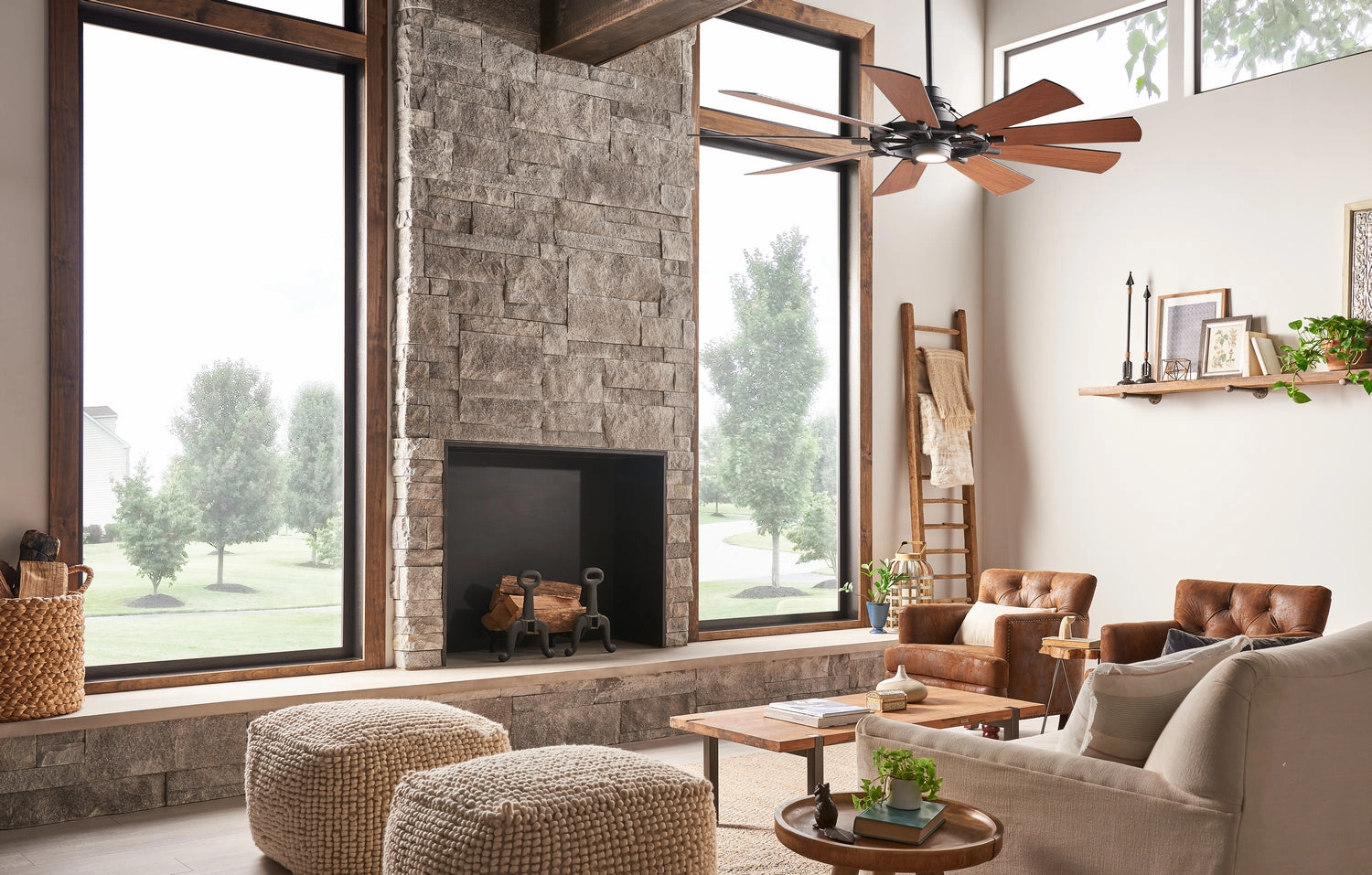 Gentry 65"Ceiling Fan Distressed Black
