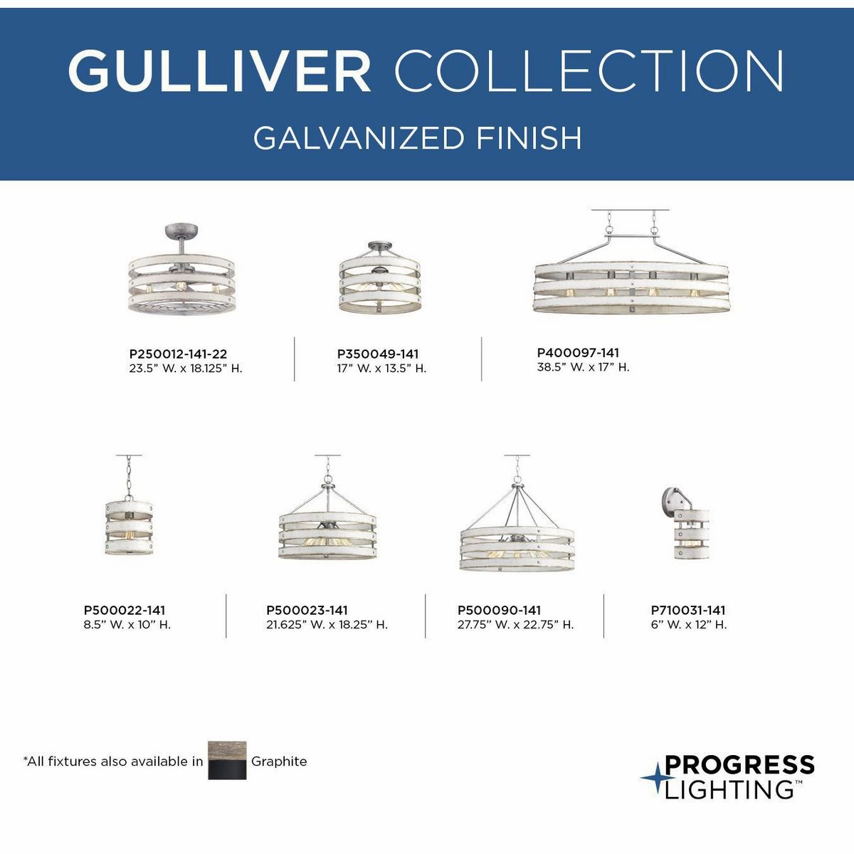 Gulliver 23"Ceiling Fan Galvanized Finish