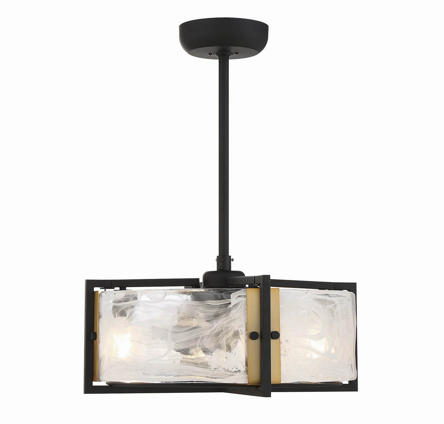Hayward Four Light Fan D'lier Matte Black with Warm Brass