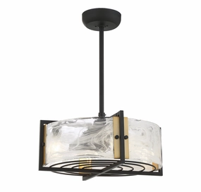 Hayward Four Light Fan D'lier Matte Black with Warm Brass decorative fandeliers with lights
