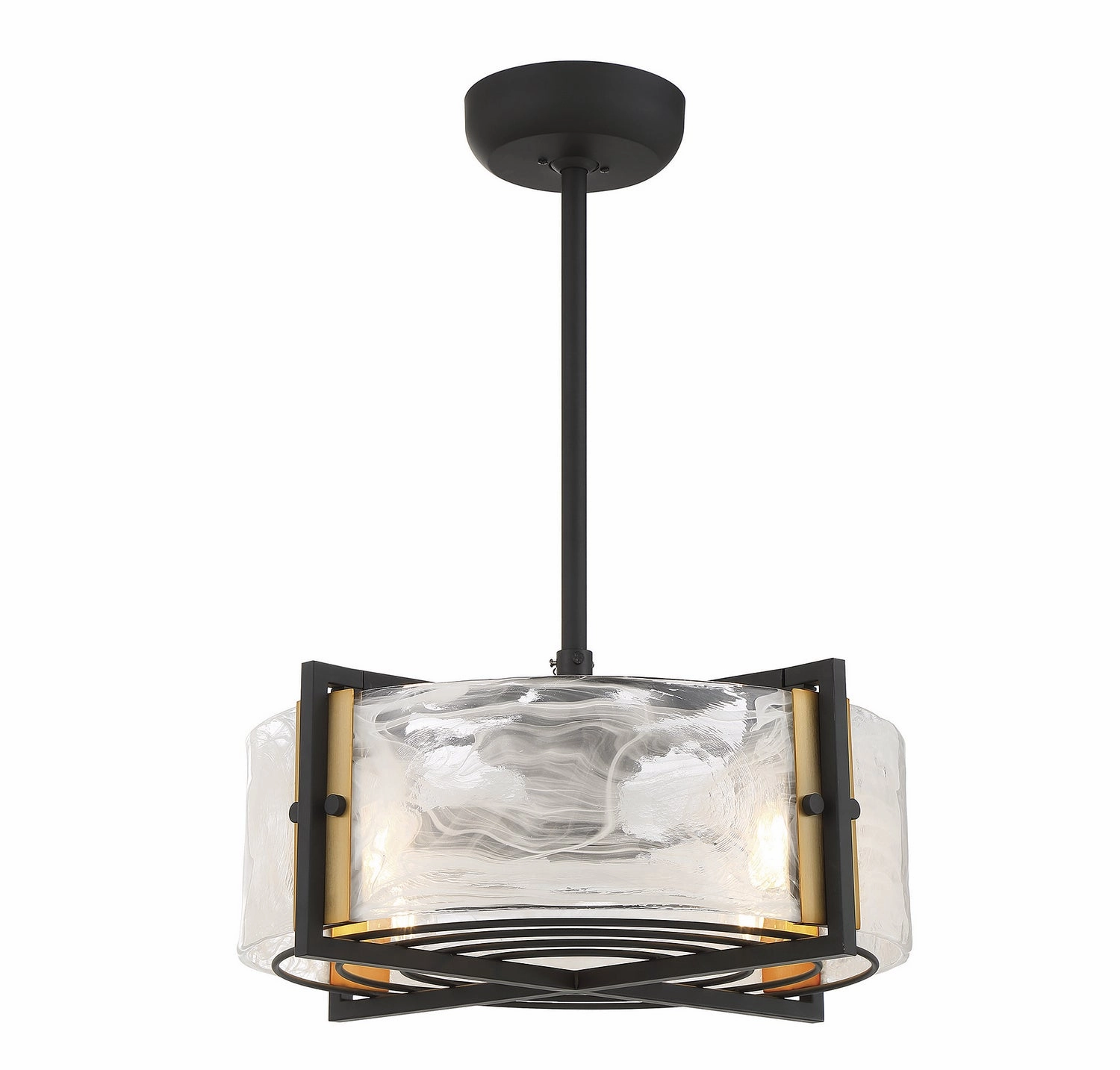 Hayward Four Light Fan D'lier Matte Black with Warm Brass