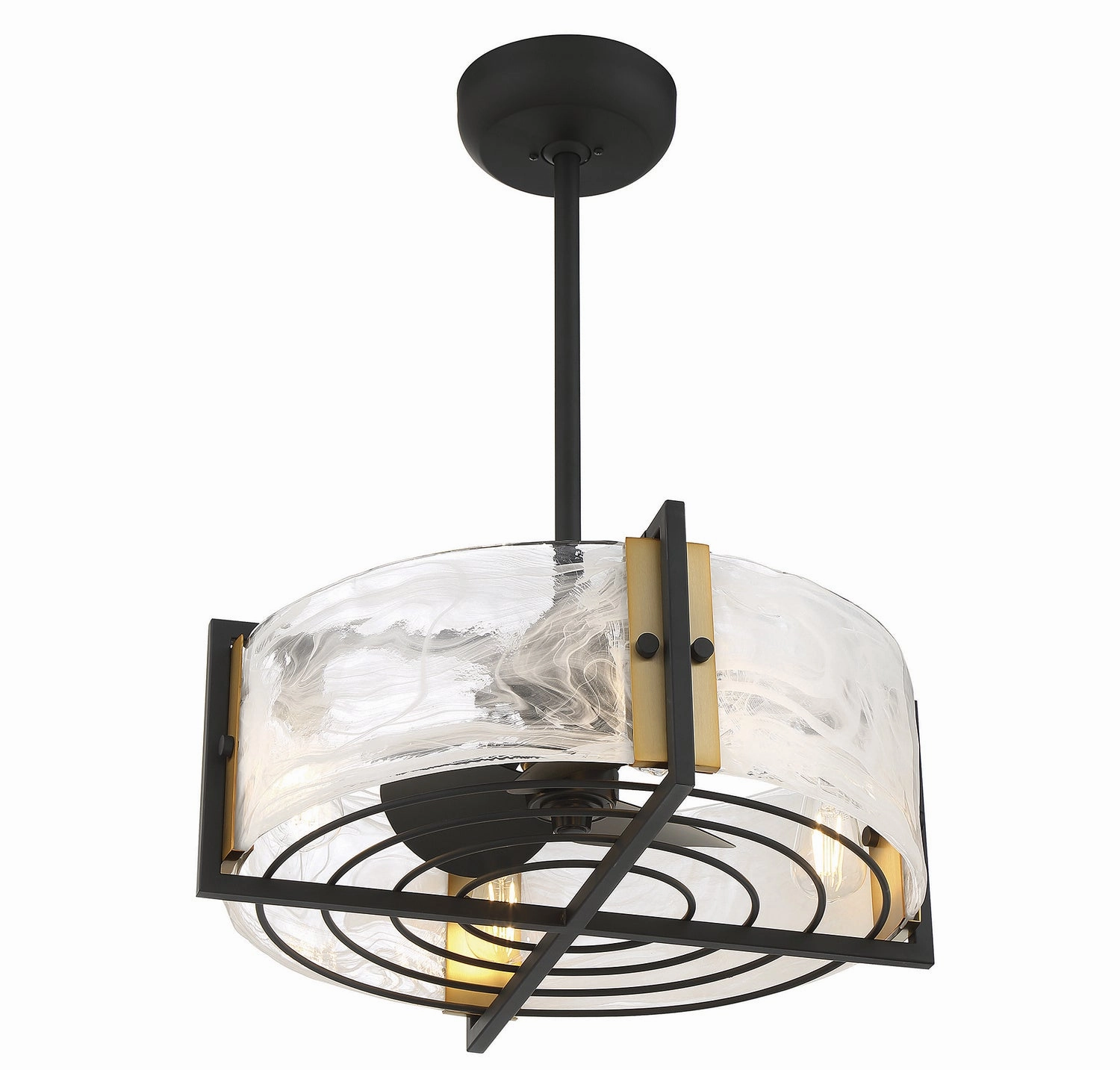 Hayward Four Light Fan D'lier Matte Black with Warm Brass