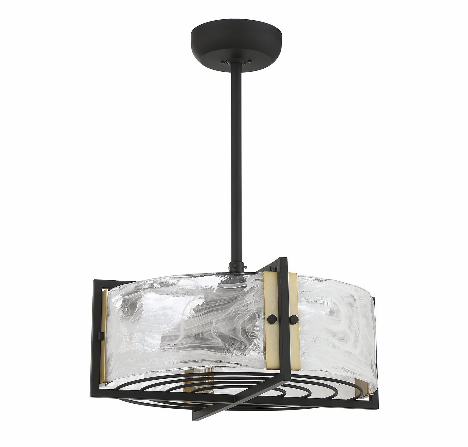 Hayward Four Light Fan D'lier Matte Black with Warm Brass