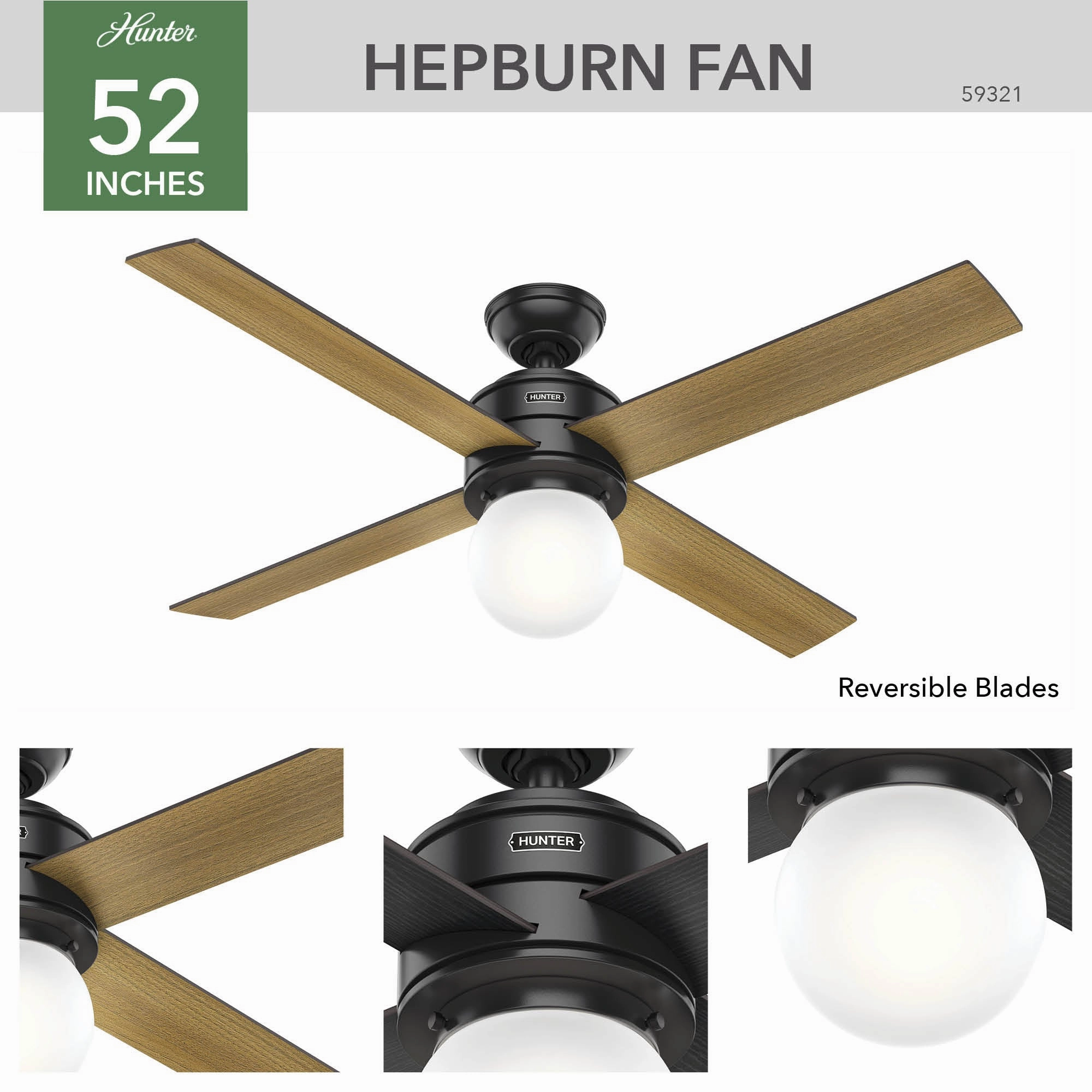 Hepburn 52"Ceiling Fan Matte Black