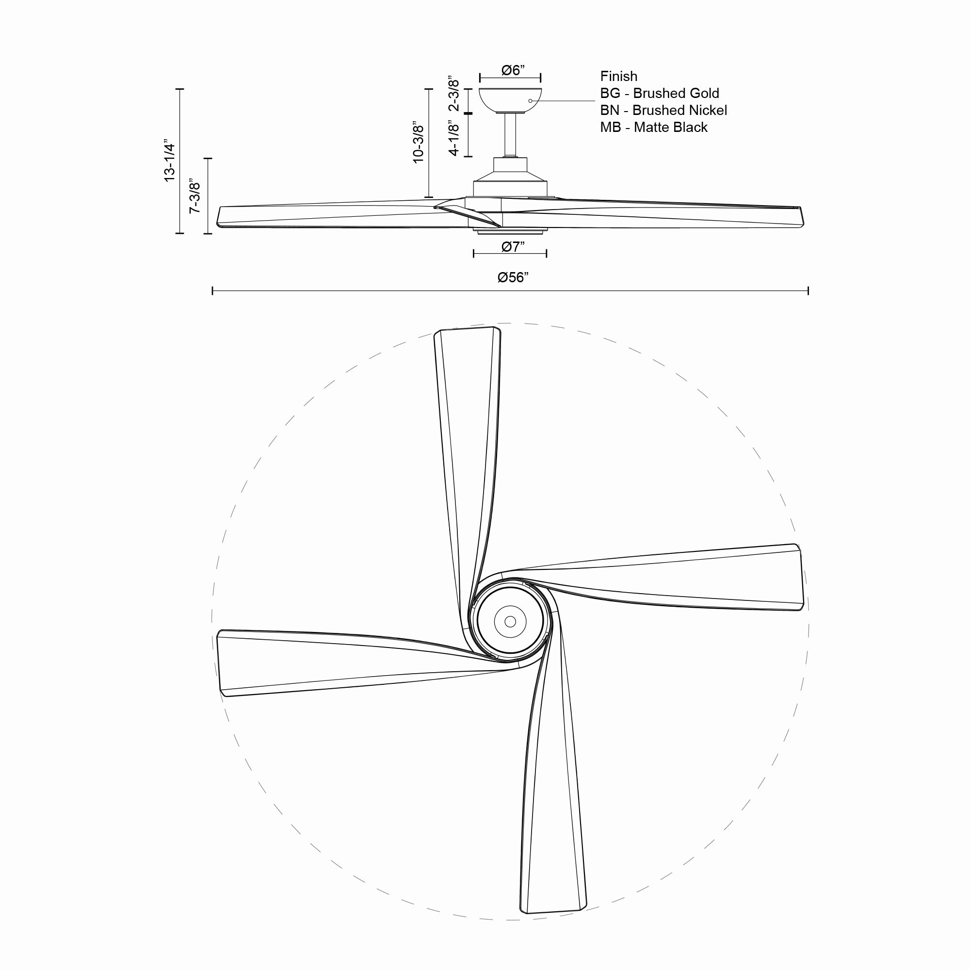 Horizon 56" Ceiling Fan Brushed Nickel