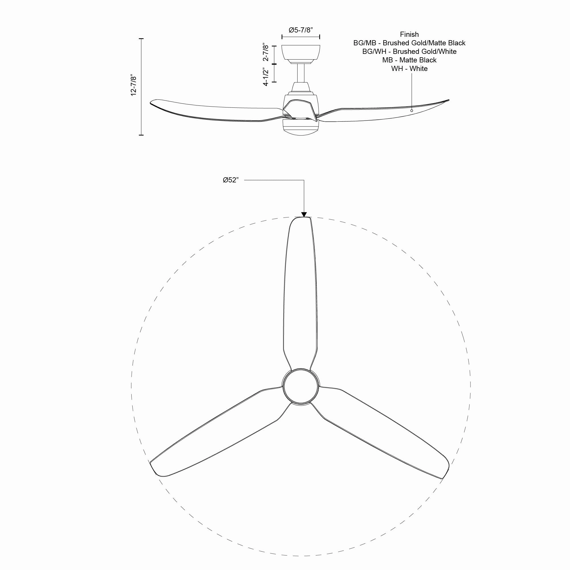 Hugo 52"Exterior Ceiling Fan Matte White