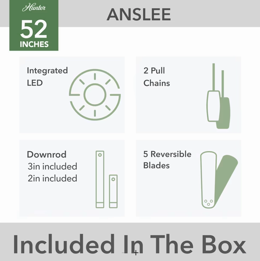 Hunter Fan Anslee Pull Chain Ceiling Fan with 18W LED