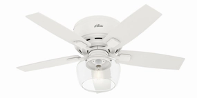 Hunter Fan Bennett Flushmount Ceiling Fan with 5W LED and Remote compact indoor fans for apartment use