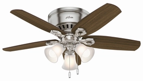 Hunter Fan Builder Flushmount Pull Chain Ceiling Fan with 27W LED Energy-efficient ceiling fan with remote