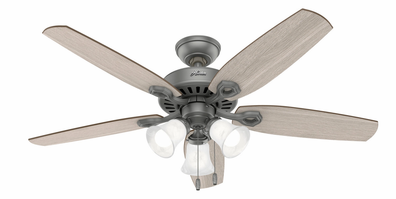 Hunter Fan Builder Plus 52" Pull Chain Ceiling Fan with 21W LED low-noise indoor fans for peaceful settings