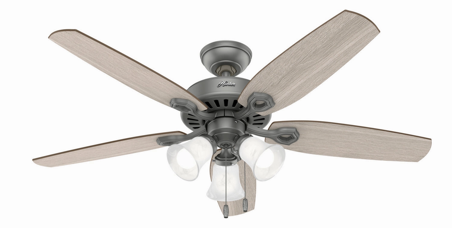 Hunter Fan Builder Plus 52" Pull Chain Ceiling Fan with 21W LED Modern ceiling fan for home cooling