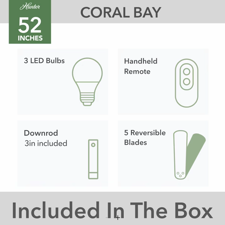Hunter Fan Coral Bay 52" Indoor/Outdoor Ceiling Fan with 10W LED and Remote