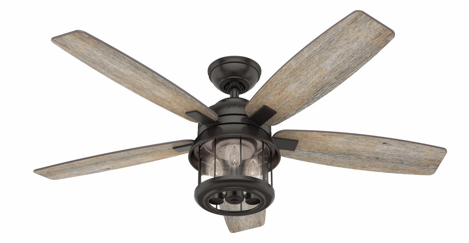 Hunter Fan Coral Bay 52" Indoor/Outdoor Ceiling Fan with 10W LED and Remote low-noise indoor fans for peaceful settings