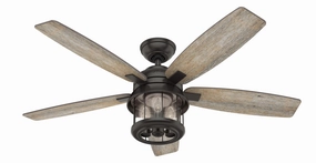 Hunter Fan Coral Bay 52" Indoor/Outdoor Ceiling Fan with 10W LED and Remote low-noise indoor fans for peaceful settings
