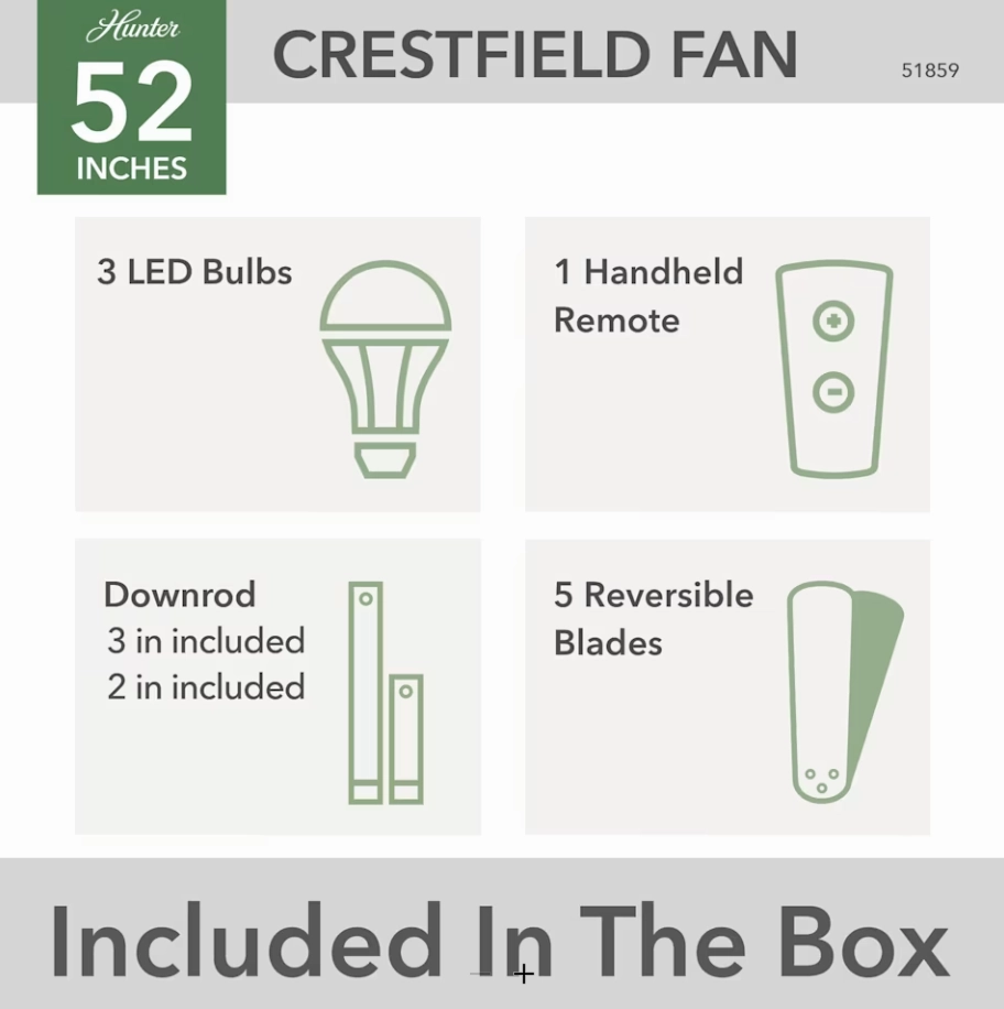 Hunter Fan Crestfield 52" Ceiling Fan with 21W LED and Remote