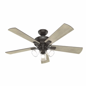 Hunter Fan Crestfield 52" Ceiling Fan with 21W LED and Remote compact indoor fans for apartment use