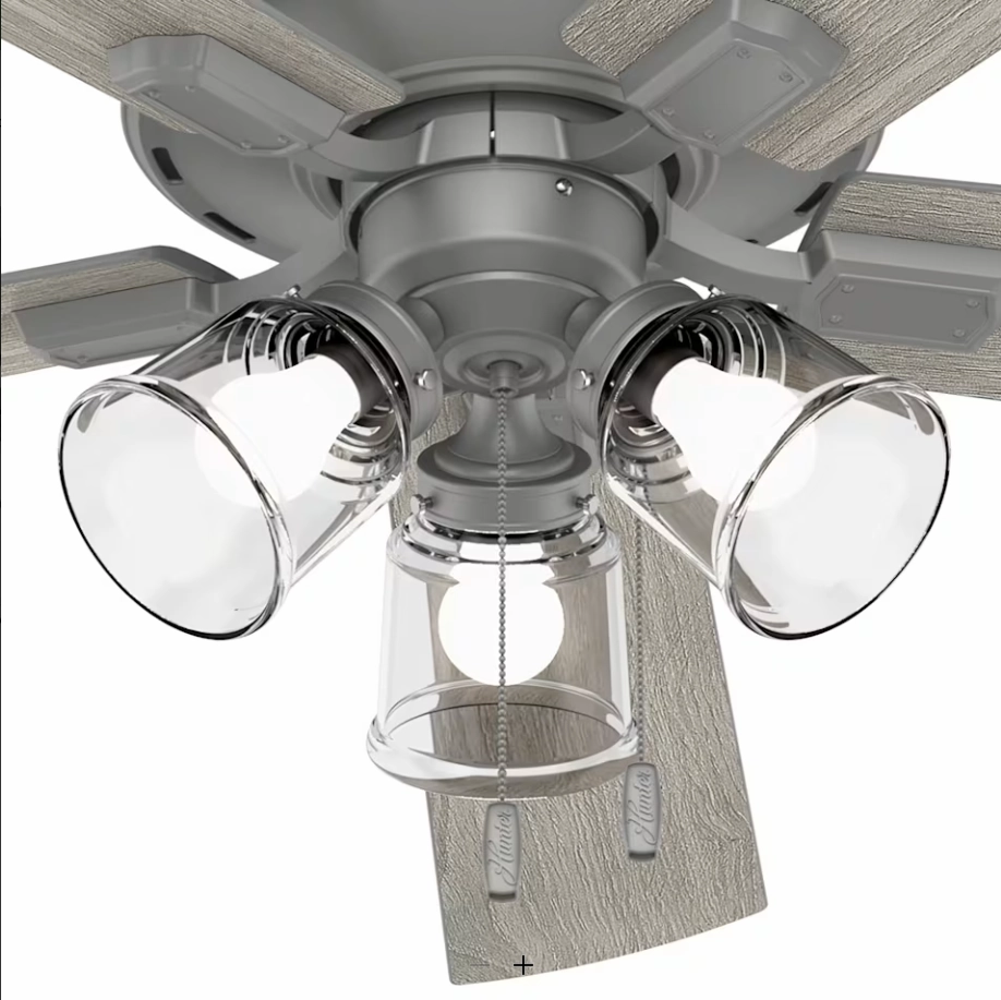 Hunter Fan Crestfield Pull Chain Flushmount Ceiling Fan with 18W LED