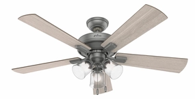 Hunter Fan Crestfield Pull Chain Flushmount Ceiling Fan with 18W LED whisper-quiet fans for indoor comfort