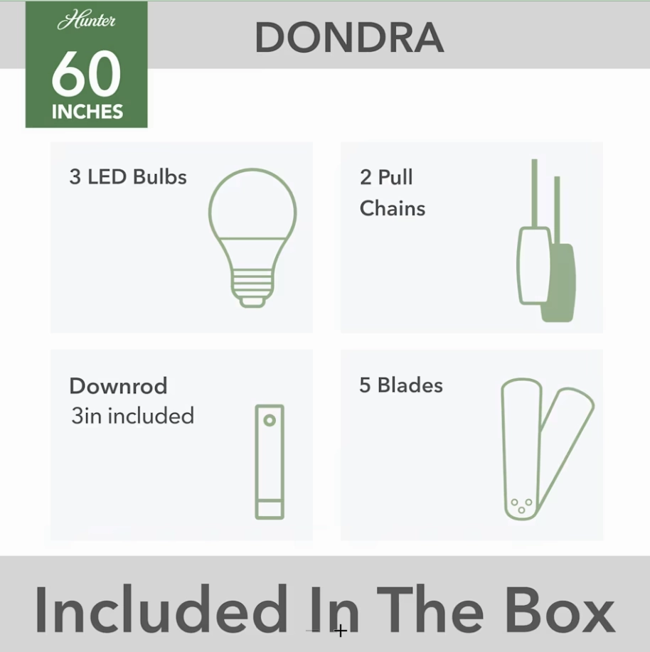 Hunter Fan Dondra 60" Pull Chain Ceiling Fan with 13W LED
