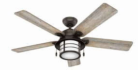 Hunter Fan Key Biscayne 54" Indoor/Outdoor Pull Chain Ceiling Fan with 18W LED Modern ceiling fan for home cooling