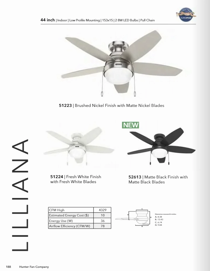 Hunter Fan Lilliana Flushmount Pull Chain Ceiling Fan with 14W LED