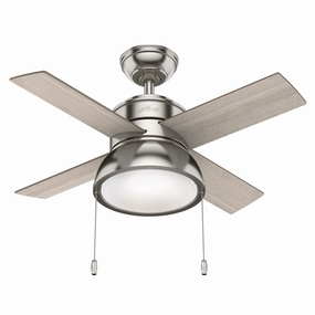 Hunter Fan Loki Pull Chain Ceiling Fan with 18W LED whisper-quiet fans for indoor comfort