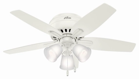 Hunter Fan Newsome 42" Flushmount Pull Chain Ceiling Fan with 27W LED whisper-quiet fans for indoor comfort