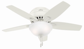 Hunter Fan Newsome Flushmount Pull Chain Ceiling Fan with 18W LED Energy-efficient ceiling fan with remote