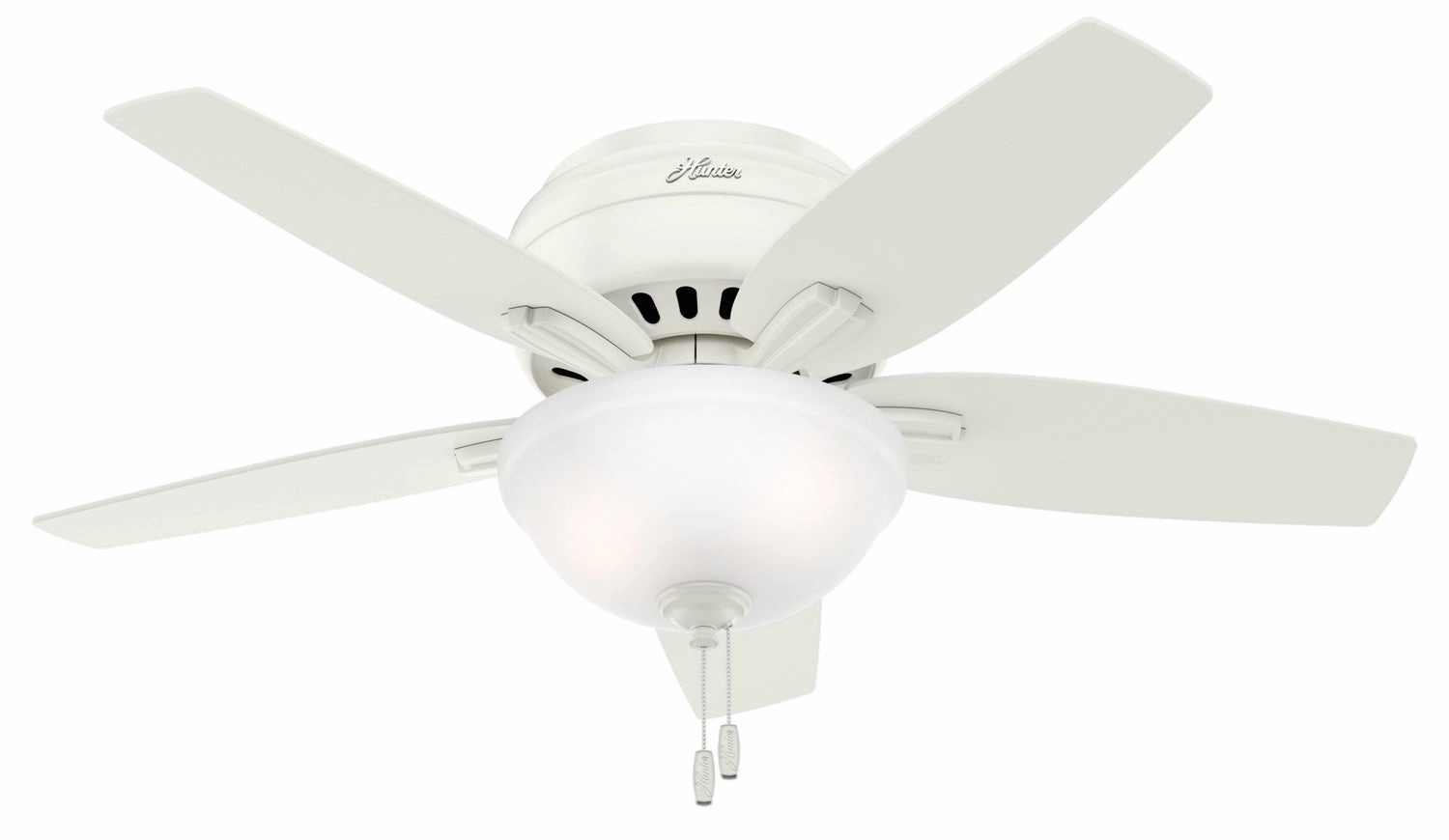 Hunter Fan Newsome Flushmount Pull Chain Ceiling Fan with 18W LED Energy-efficient ceiling fan with remote