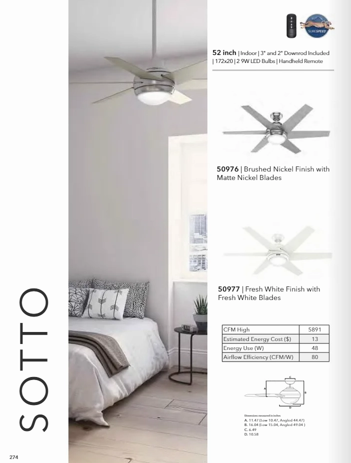 Hunter Fan Sotto 52" Indoor Ceiling Fan with 18W LED and Remote