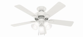 Hunter Fan Swanson 44" Indoor Pull Chain Ceiling Fan with 3 lights 20W LED quiet indoor fans for bedrooms and offices