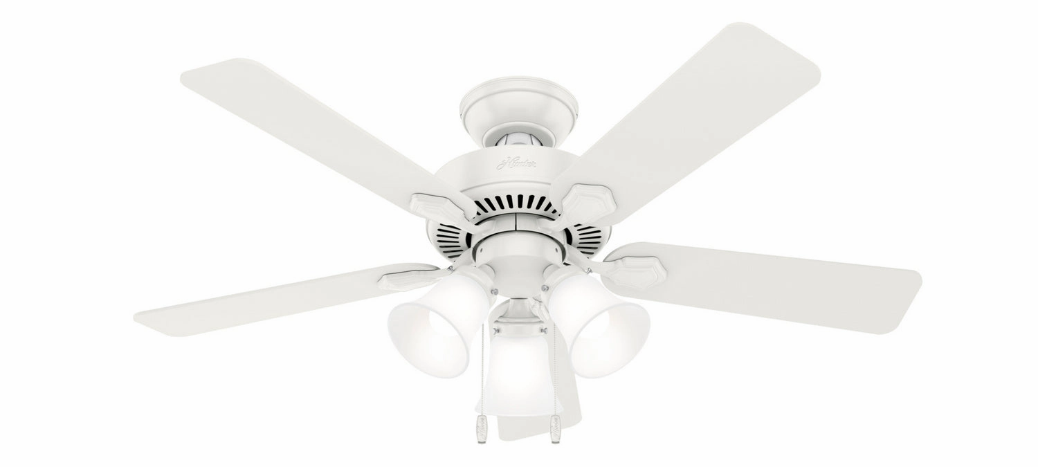 Hunter Fan Swanson 44" Indoor Pull Chain Ceiling Fan with 3 lights 20W LED quiet indoor fans for bedrooms and offices