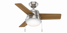Hunter Fans Aker Pull Chain Ceiling Fan with 18W LED Modern ceiling fan for home cooling