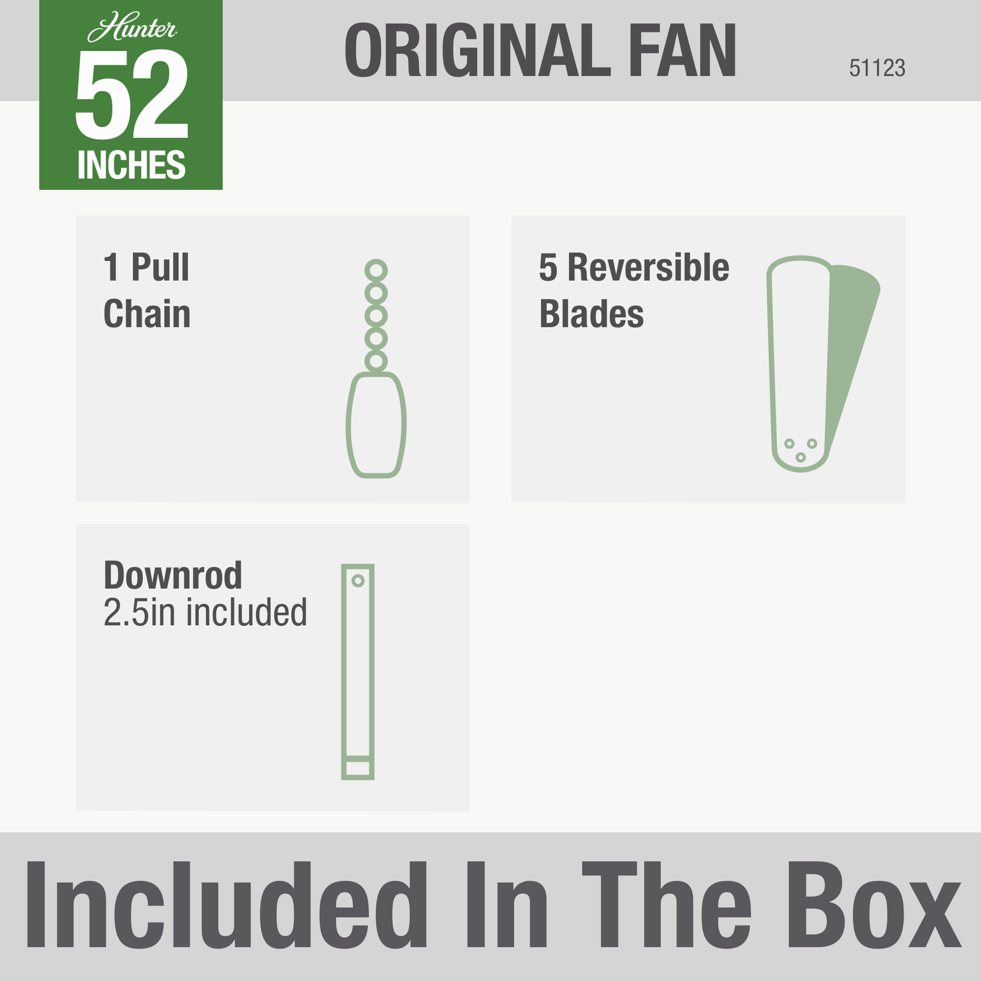 Hunter Original 52"Ceiling Fan Matte Silver
