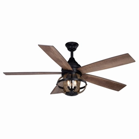 Huron 52"Ceiling Fan Black and Burnished Teak oscillating medium fans with strong airflow