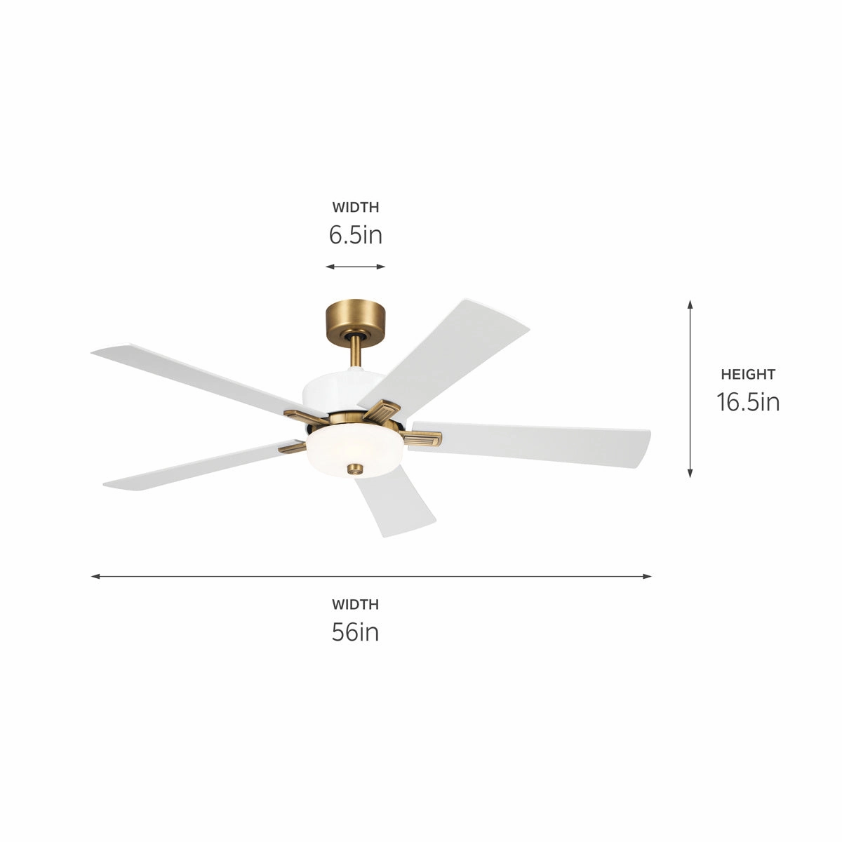 Icon 56"Ceiling Fan Brushed Natural Brass