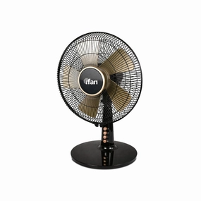 iFan 12 Desk Fan  5 Blades, Turbo Fan, Vortex Airflow, Oscillation, Adjustable Height, Energy-saving, 3-Speed, black, IF403 indoor fans for quiet home environments