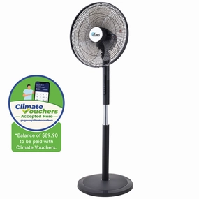 iFan 16" DC Motor Stand Fan with Remote Control  24 Speeds, Oscillation, Adjustable height, Overheating Protection, IF7466 indoor fans for quiet home environments