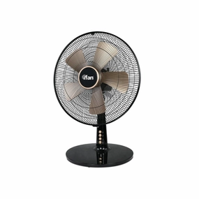 iFan 16" Desk Fan  5 Blades, Turbo Fan, Vortex Airflow, Oscillation, Adjustable Height, Energy-saving, 3-Speed, black, IF402 indoor fans for quiet home environments