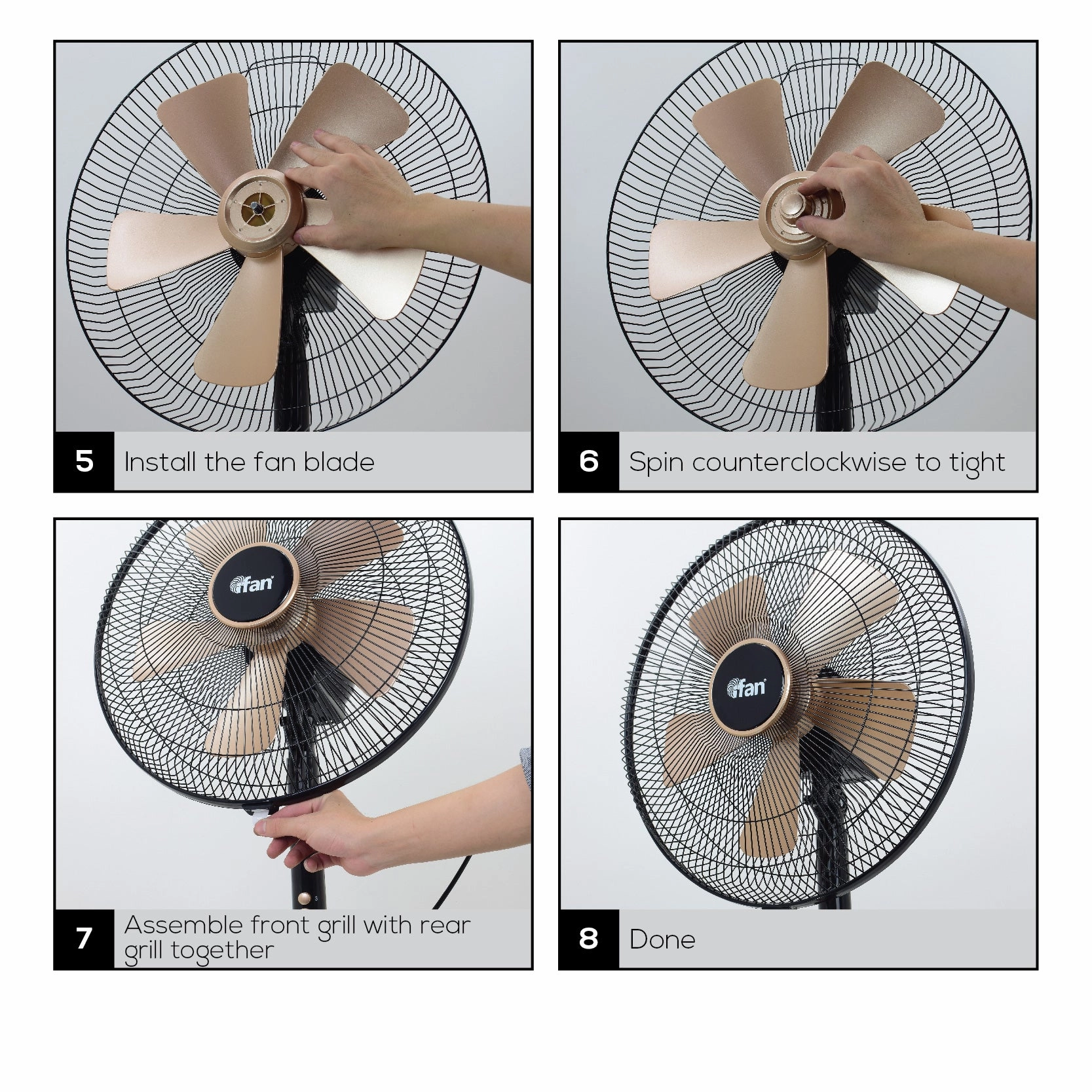 iFan 16" Stand Fan  5 Blades, Turbo Fan, Vortex Airflow, Oscillation, Adjustable Height, Energy-saving, 3-Speed, black, IF401