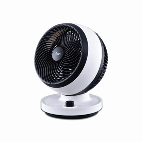 iFan 7" Air Circulator Fan - Turbo, Powerful Airflow, Desk Fan, Oscillation, 90 Tilt, Portable, 3-Speed, Quiet, black & white, IF7530 indoor fans for quiet home environments