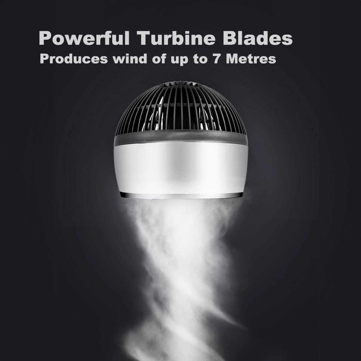 iFan 7" Air Circulator Fan - Turbo, Powerful Airflow, Desk Fan, Oscillation, 90 Tilt, Portable, 3-Speed, Quiet, black & white, IF7530
