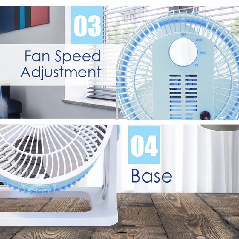 iFAN 8" Air Circulator Fan   Turbo Airflow, 90 Adjustable Tilt, Overheat Protection, Compact & Lightweight, 3-Speed, blue & white, IF7408