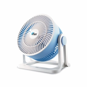 iFAN 8" Air Circulator Fan   Turbo Airflow, 90 Adjustable Tilt, Overheat Protection, Compact & Lightweight, 3-Speed, blue & white, IF7408 indoor fans for quiet home environments