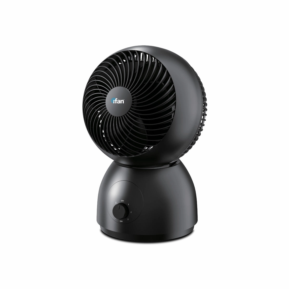 iFan 8" Air Circulator Fan  Concentrated Airflow, Desk Fan, Oscillation, Adjustable Tilt, Portable, Silent, 3-Speed, black, IF7403 indoor fans for quiet home environments