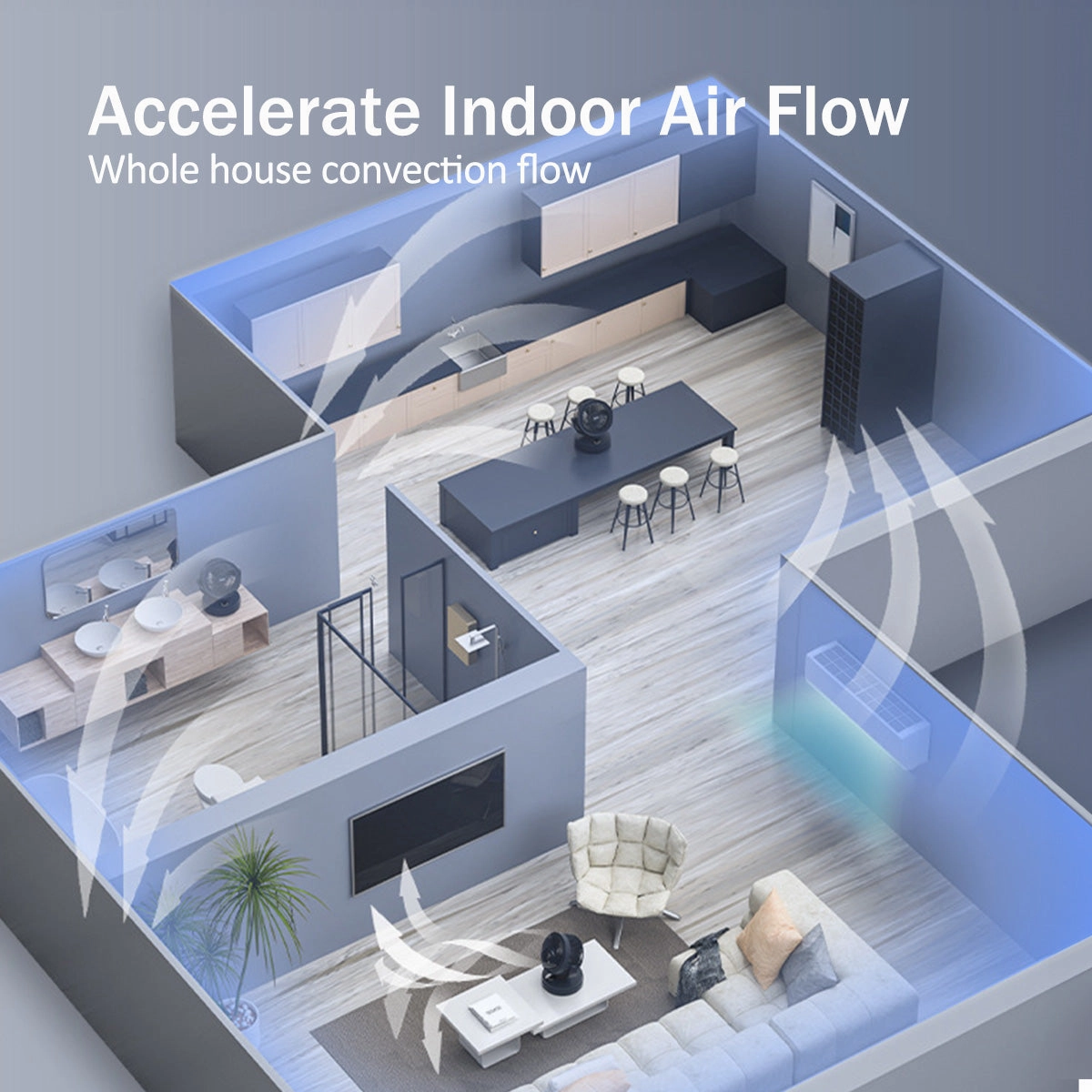 iFan 9" Air Circulator Fan  Concentrated Airflow, Desk Fan, Oscillation, Adjustable Tilt, Portable, Silent, 3-Speed, black, IF7409