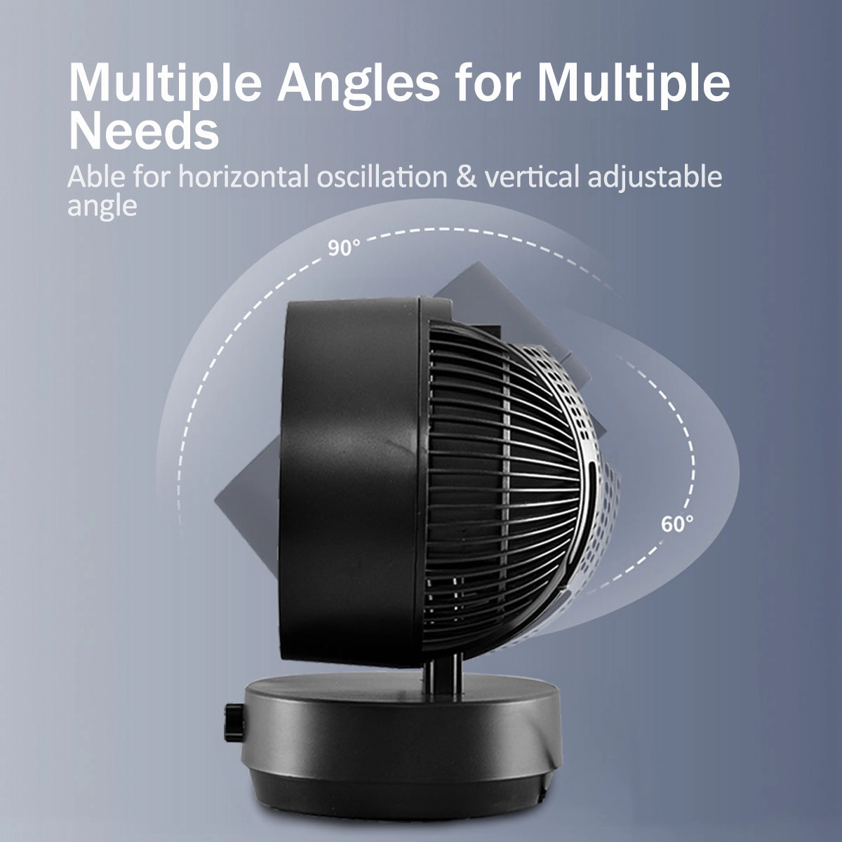 iFan 9" Air Circulator Fan  Concentrated Airflow, Desk Fan, Oscillation, Adjustable Tilt, Portable, Silent, 3-Speed, black, IF7409